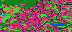 Geospatial semantic segmentation — land-use classes labelled on satellite imagery