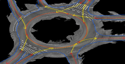 Road network polylines annotated for autonomous driving HD maps