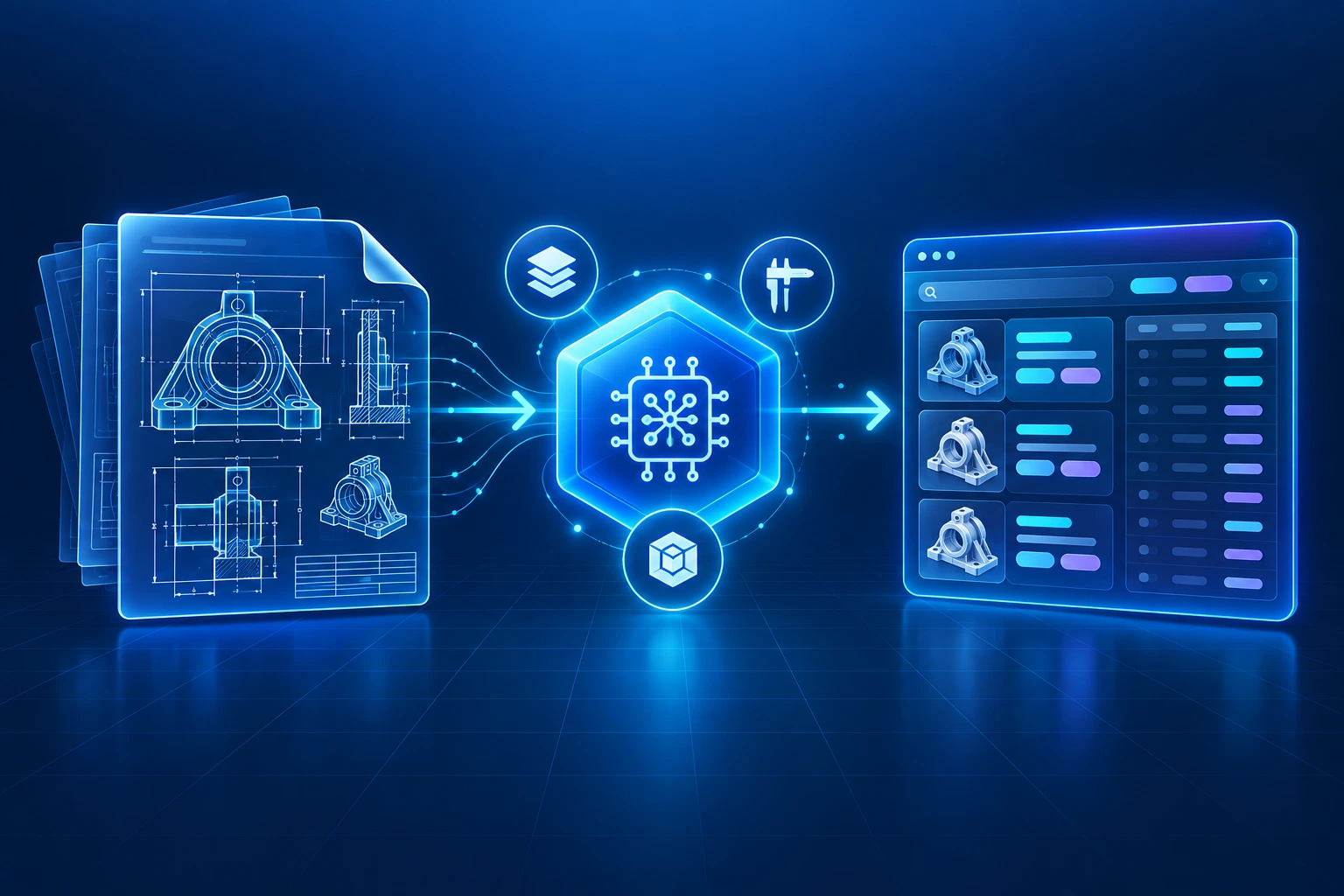Engineering drawing turned into structured data by AI extraction