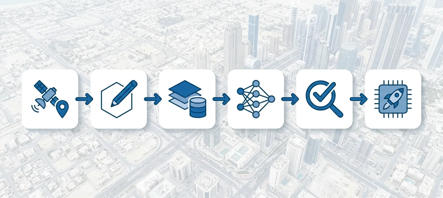 A simple flow diagram showing the AI development pipeline