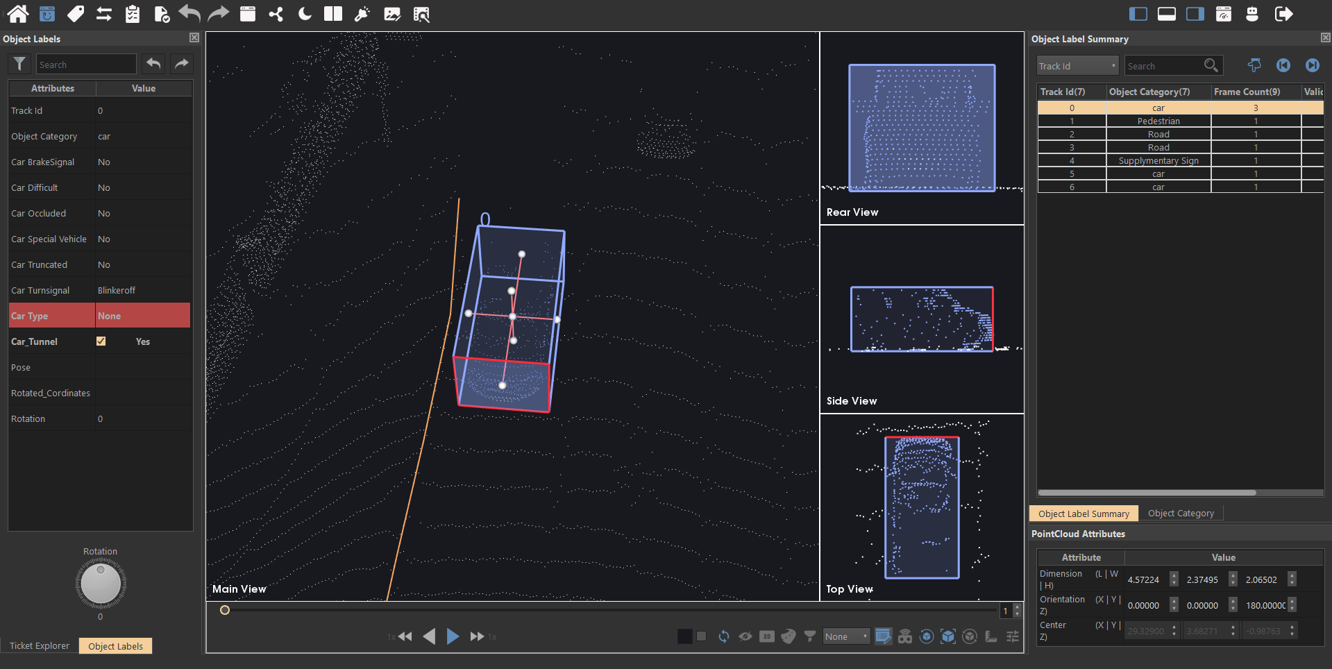 Radar-aware 3D scene annotation with cross-sensor highlighting